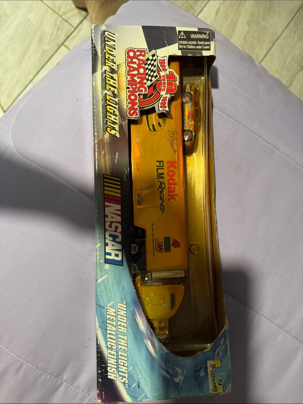 Kodak Yellow NASCAR Die-Cast Racing Trailer with Car